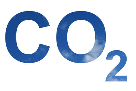 Pattern of the CO2 symbol in blue sky.の写真素材
