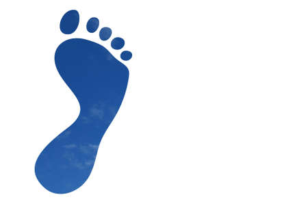 Footprint pattern over blue sky on white background.の写真素材
