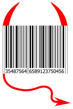 Illustration of a code bar with evil symbols.の写真素材