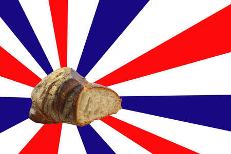 Illustration of a typical French bread over a French background.の写真素材