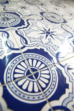Detail view of a typical azulejos in Portugal.