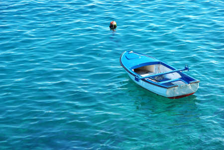 View of a boat alone on the water.の写真素材