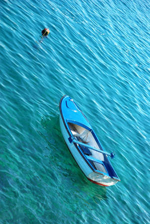 View of a boat alone on the water.の写真素材