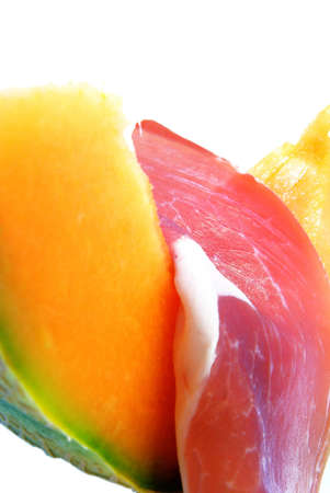 Melon and ham, a typical French appetizer.の写真素材