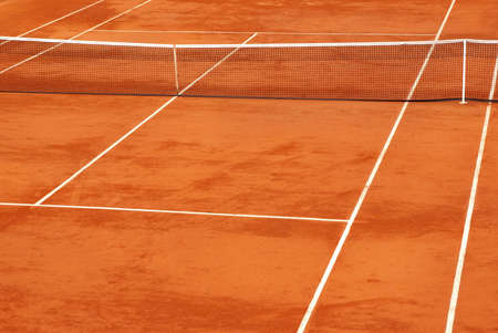 Simple image of a tennis base in clay.の写真素材