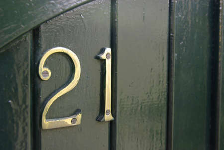 Detailed image of the number of a garden door.の写真素材