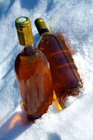 Sweet wine in snowの写真素材