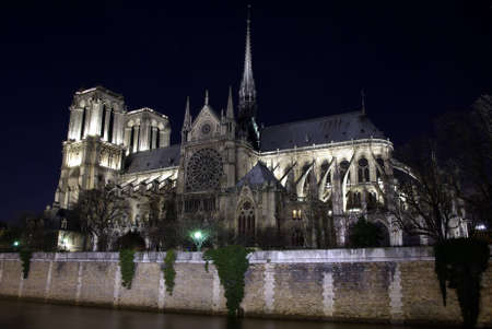 Image of Notre-Dame cathedral by nightの写真素材