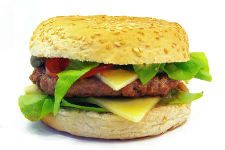 Image of a typical hamburger on white backgroundの写真素材