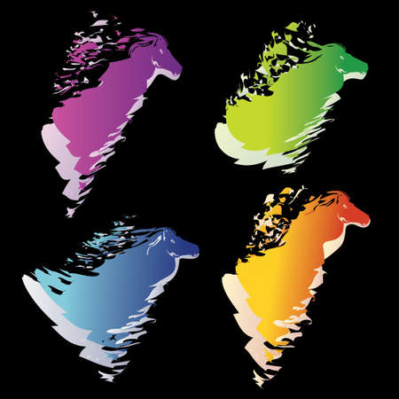 abstract colorful horse head symbolのイラスト素材