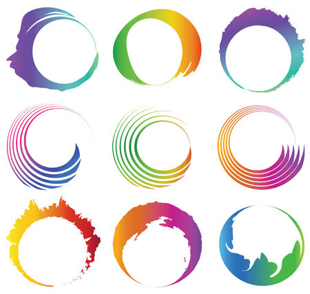 Set of abstract colorful round spiral with free space のイラスト素材