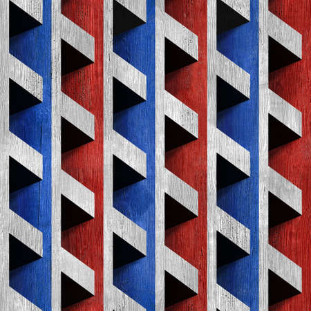 Abstract paneling pattern - seamless pattern - red-blue national color - wood surface