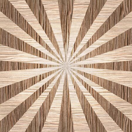 Sunbeams abstract background - Radial background - Sunburst style - Vintage Design Template - Blasted Oak Groove wood textureの写真素材