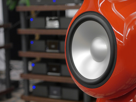 Audiophile speakers and Hi-Fi sound system. Close-up view.の写真素材