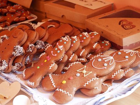 Gingerbread biscuits. Traditional Christmas cookies.