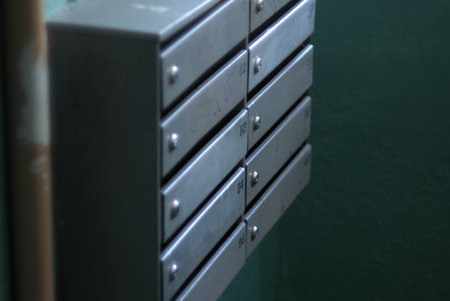 Metallic mailboxes.の写真素材