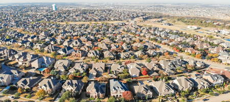 Panoramic top view row of single family houses in residential arの写真素材