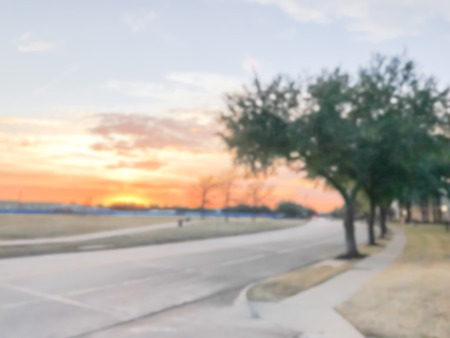 Blurry background beautiful sunset at city park suburban Dallas,の写真素材