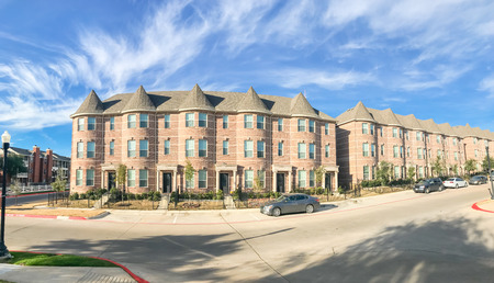 Exterior of new townhouse apartment building near Dallas