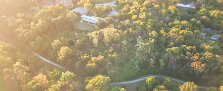 Panoramic top view Kessler park community in suburbs Dallas, Texの写真素材