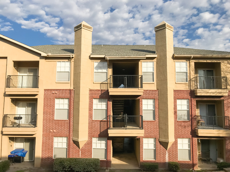 Multistory apartment complex outside of Dallas, Texas, America