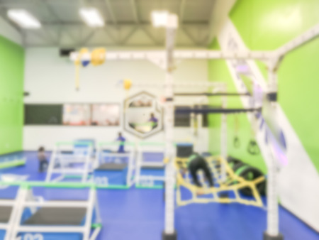 Blurry background children gym class in USA