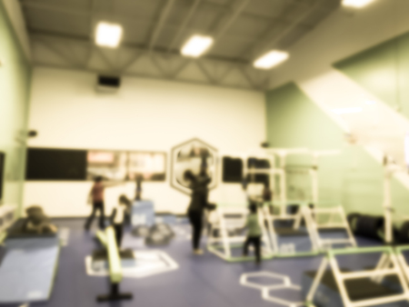 Blurry background children gym class in USAの写真素材