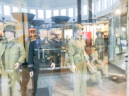 Blurred abstract war museum display at shopping mall in Americaの写真素材