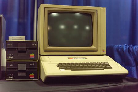Old Apple II computer system at event exhibition