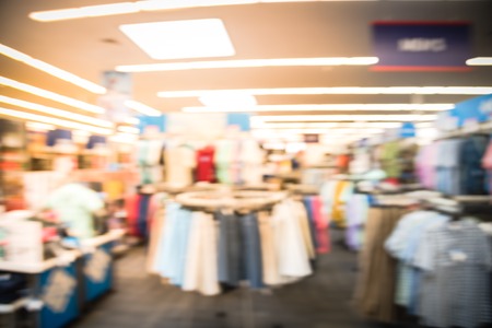 Blurry background of sport and fitness clothing store in America