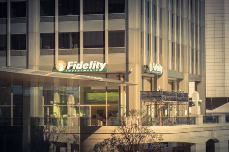 CHICAGO, US-OCT 16, 2018: Entrance to Fidelity branch office in downtown Chicago, Illinois. Fidelity...