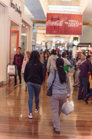 GRAPEVINE, TEXAS, US-NOV 29, 2019: Crowded of diverse people shoppers at Grapevine Mills mall during Black Friday weekend shopping event. Diverse-scale market place in Dallas-Fort Worth Metroplexのeditorial素材