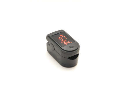Large digital LED display of Fingertip Pulse Oximeter Blood Oxygen Saturation Monitor device. SpO2...