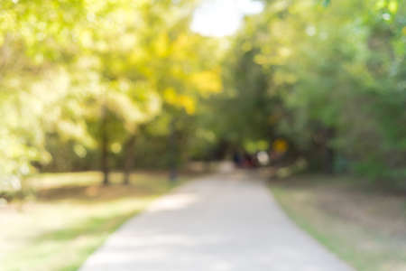 Motion blurred concrete pathway in nature trail near Dallas, Texas, America. Lush green trees.の写真素材