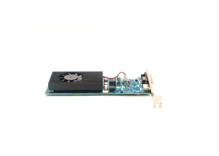 A used low profile compact size graphic card video card with embedded blade fans cooling system...