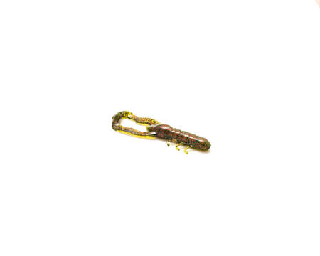 Single plastic crawfish lure in watermelon with red flake color for flipping and pitching bait bass...