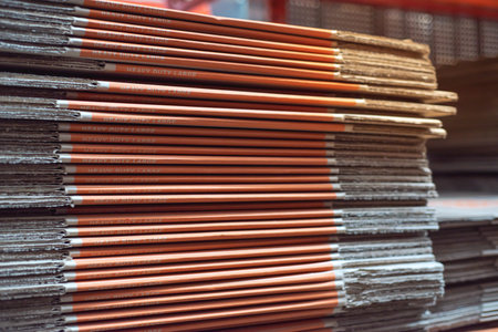Heavy duty large moving boxes, stack of folded cardboard at retail eco-friendly moving and storage...