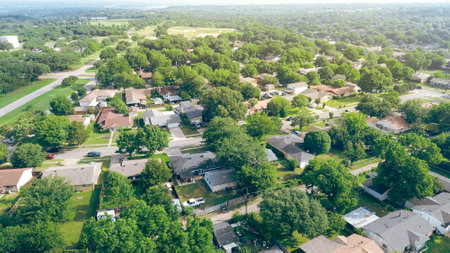 Well established residential area in Cockrell Hill neighborhood, South Dallas, Texas, row of...