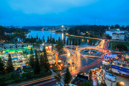 Night light of Center traffic Landmark at Da Lat city, Da Lat is one of the beautiful city in Viet...