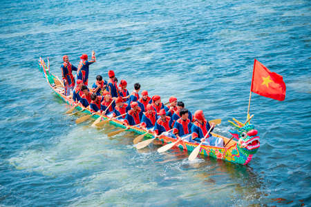 Boat racing Festival on the sea  at Ly Son Island, Quang Ngai Province, Vietnamのeditorial素材