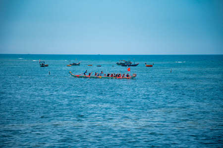 Boat racing Festival on the sea  at Ly Son Island, Quang Ngai Province, Vietnamのeditorial素材