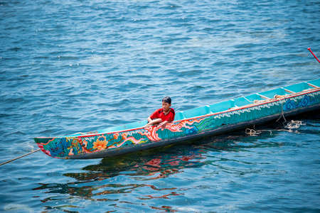 Boat racing Festival on the sea  at Ly Son Island, Quang Ngai Province, Vietnamのeditorial素材