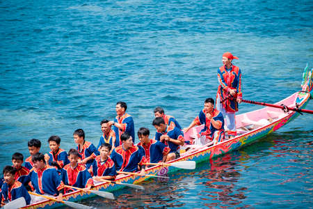 Boat racing Festival on the sea  at Ly Son Island, Quang Ngai Province, Vietnamのeditorial素材