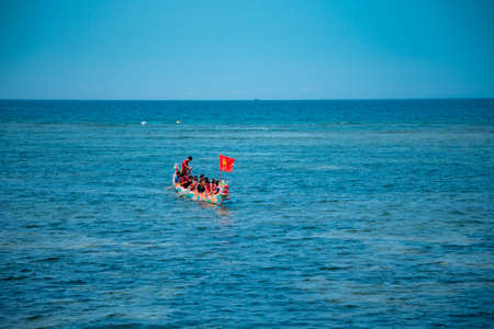 Boat racing Festival on the sea  at Ly Son Island, Quang Ngai Province, Vietnamのeditorial素材