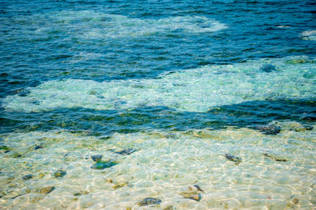 Blue sea and small waves, aerial view, vacation travel ideas