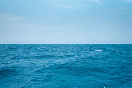 Blue sea and blue sky. Nature background. Copy space for text.の写真素材