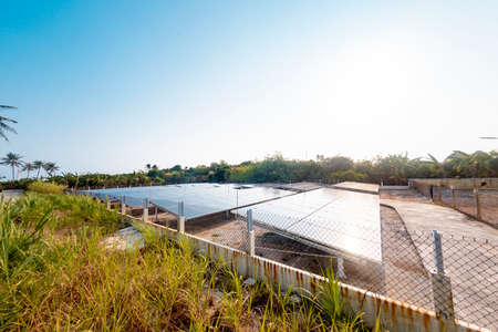 Solar panels on the roof of a farm in the countryside of Thailand