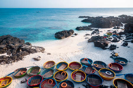 Fishing boats on the beach of Paphos, Cyprus.の写真素材