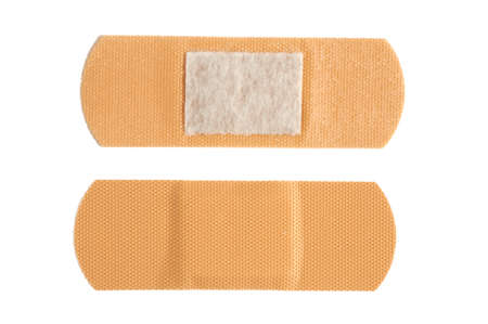 Bactericidal adhesive plaster on white backgroundの写真素材