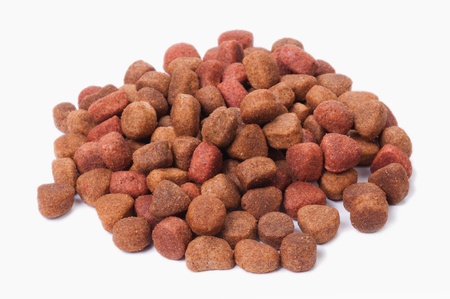 Dry dogs food on white background